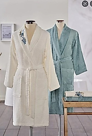 Taç Soft Bamboo Darla Çift Kişilik Bambu Aile Seti Ekru-Mavi