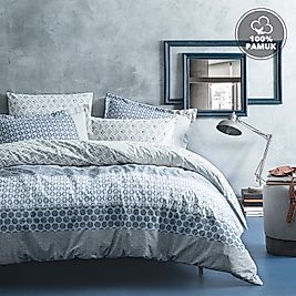 Yataş Bedding Malin Çift Kişilik Ranforce Nevresim Seti - Mavi