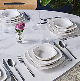 Karaca Farah 24 Parça 6 Kişilik Yarım Kare Creambone Yemek Takımı