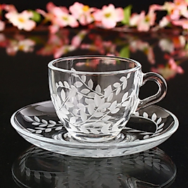 Paşabahçe Sarmaşık Kulplu 6 Kişilik Dekoratif Kahve-Espresso Fincan Takımı