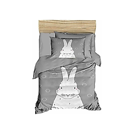 Mira Home Yenidoğan Kız  Erkek Unisex Bebek Nevresim Takımı %100 Pamuklu Gri Tavşan