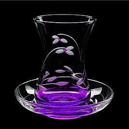 Paşabahçe Ince Belli Kardelen (Mor) Dekor 12 Parça 6 Kişilik Çay Takımı