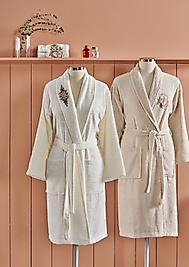 Taç Soft Bamboo Palace Çift Kişilik Bambu Aile Seti Ekru - Bej