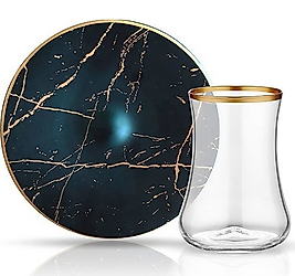 Koleksiyon Dervısh Cay St 6Lı Mermer Sıyah Mat Altın