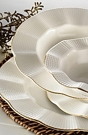Kütahya Porselen Milena 26 Parça 6 Kişilik Yemek Takımı Altın Fileli