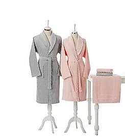 Özdilek Camellia Gri-Pembe Bornoz Seti