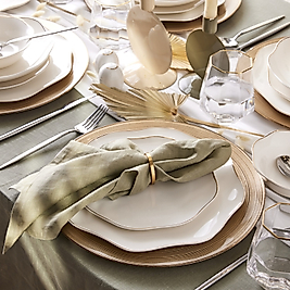 Emsan Lotus Fine Bone 53 Parça 12 Kişilik Yemek Takımı Gold