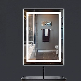 Nuun Dekor 70X50 LED Işıklı Kumlamalı Banyo Lavabo Makyaj Ofis Kuaför Aynası Trafolu Prizli