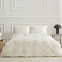 Karaca Home Josef Ekru Çizgili Saten Çift Kişilik Nevresim Takımı