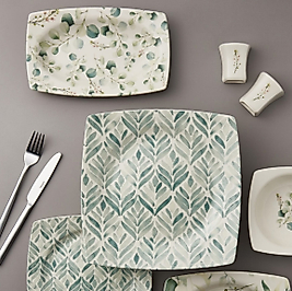 Güral Porselen Carolıne 30 Parça 6 Kişilik Kare Bone Yemek Takımı - 2996