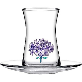 Paşabahçe 95290 Flowery 4lü 8 Parça Gül Desenli Çay Seti