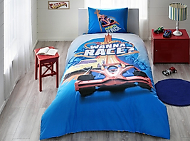 Taç Lisanslı Tek Kişilik Nevresm Takımı Minnie Hotwheels Race