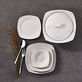Korkmaz Mona Collection 60 Parça Kare Yemek Takımı