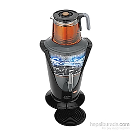 Arzum AR399 Mystique Cam Demlikli Semaver - Siyah