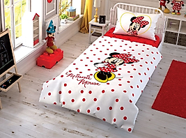 Taç Lisanslı Çek Canlandır Tek Kişilik Nevresim Takımı Minnie