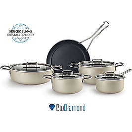 Karaca Mastermaid Biodiamond 9 Parça Tencere Seti Krem