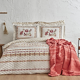 Karaca Home Carme Çift Kişlik Battaniyeli Takım Winter Set Narçiçeği