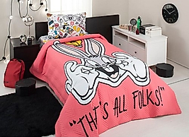 Özdilek Bunny Smile Tek Kişilik Lisanslı Kapitone Nevresim Takımı Kırmızı