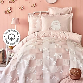 Karaca Home Fizzy Pudra %100 Pamuk Tek Kişilik Genç Nevresim Yatak Örtüsü Set