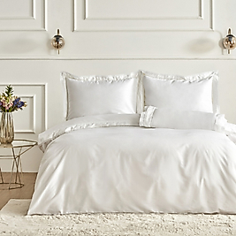 Karaca Home White Cool Begonia Çift Kişilik Dantelli Percale Nevresim Takımı Beyaz