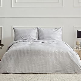 Karaca Home Josef Gri Çizgili Saten Çift Kişilik Nevresim Takımı