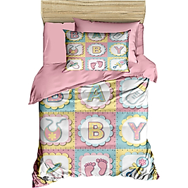 Mira Home Yenidoğan Kız Bebek Nevresim Takımı 3D Pamuklu Letter