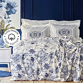 Karaca Home Amar Mavi %100 Pamuk Çift Kişilik Nevresim Takımı