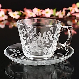 Paşabahçe Sarmaşık Kulplu 6 Kişilik Dekoratif Çay Fincan Takımı