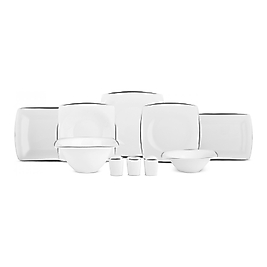 Karaca Fine Pearl New Agate 58 Parça 12 Kişilik Kare Yemek Takımı Platin