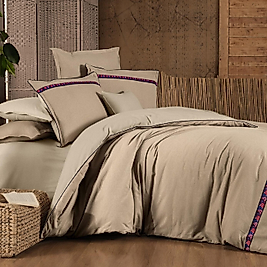 Sarev Enrike Bej Tek Kişilik %100 Pamuk Flanel (Pazen) Nevresim Takımı