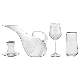 Karaca Fine Pearl Helen Platin 49 Parça Yemek Takımı Koleksiyonu İnci Bardak Seti