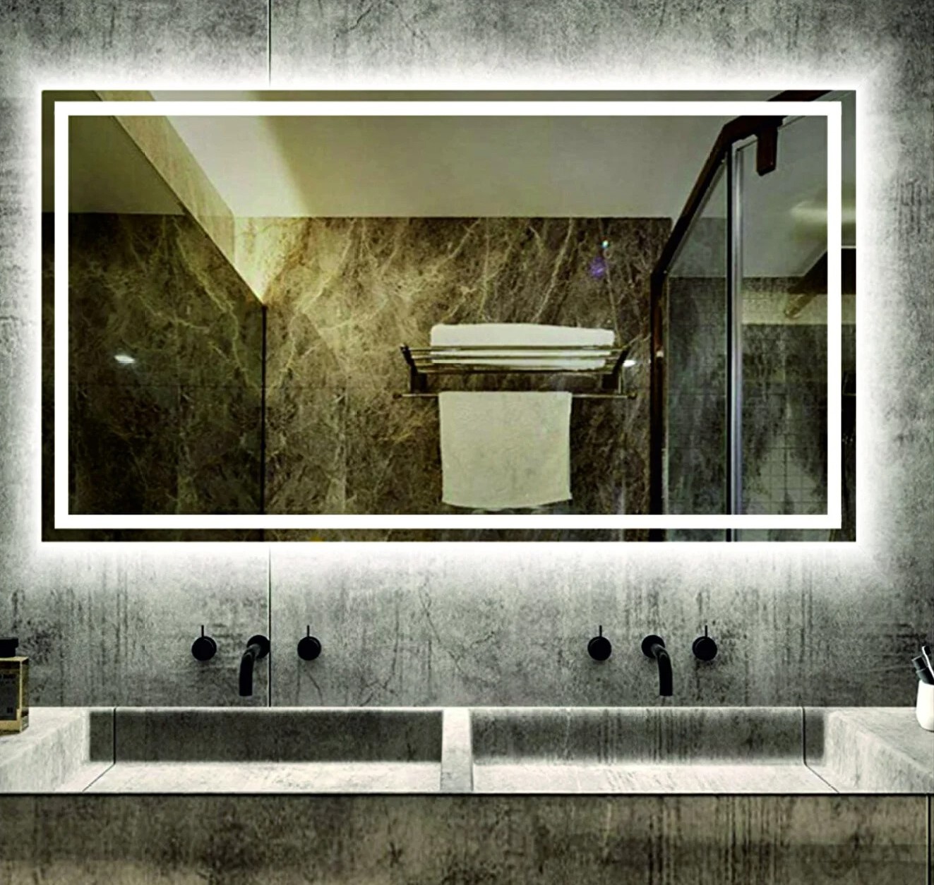 Dnr 80x120 Cm Günışığı Ledli Tasarım Kumlamalı