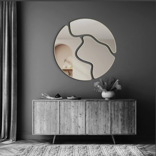 FKC Tasarım Asimetrik Dekoratif Ayna Duvar DEKORU(60X60CM)