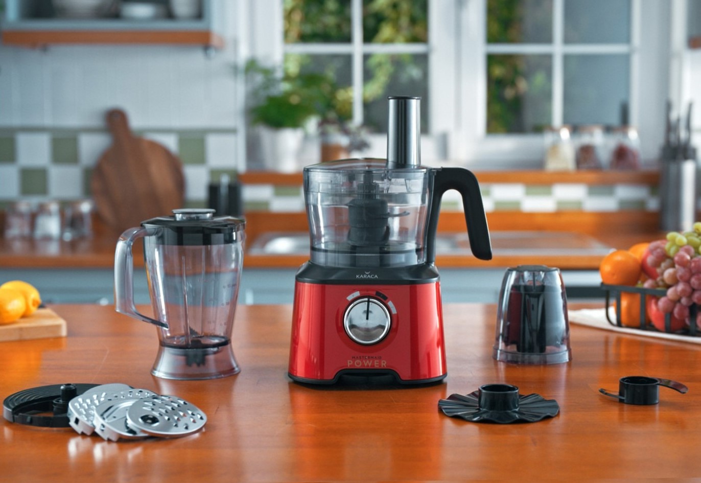 Karaca Mastermaid Power Multifunctional 10 in 1 Red Mutfak Robotu, Blender Seti 2000w