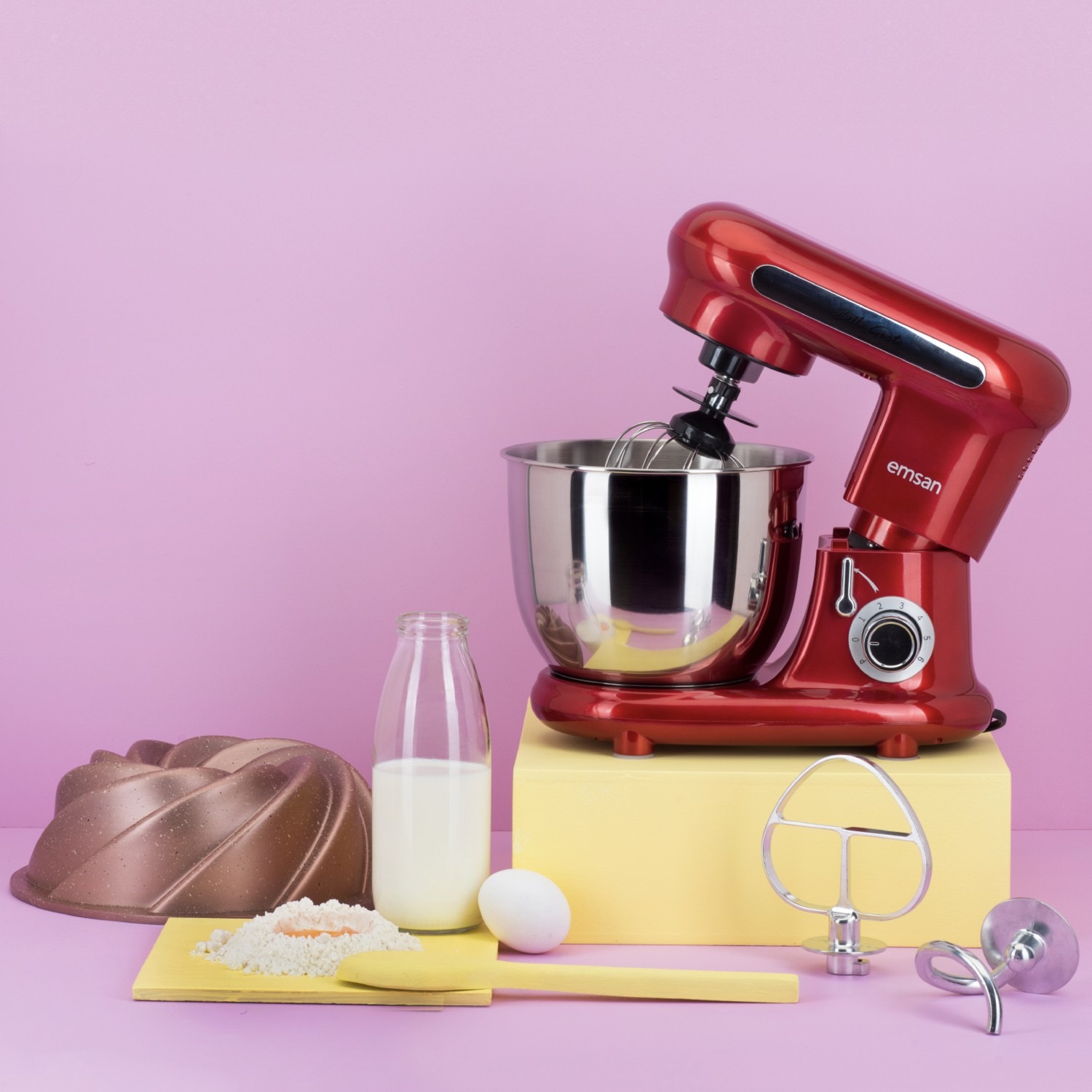Emsan Bella Gusto Mini Red Stand Mikser Mutfak Şefi 800W 3,5 Lt