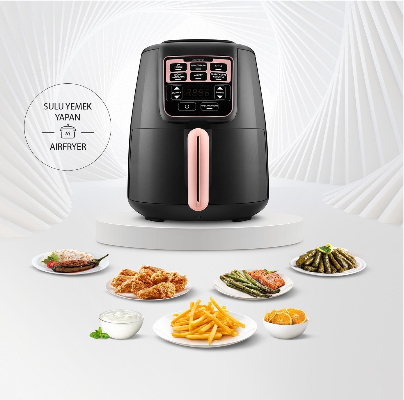 Karaca Air Pro Cook XL 2 in 1 Konuşan Airfryer Rosegold 4 Kişilik