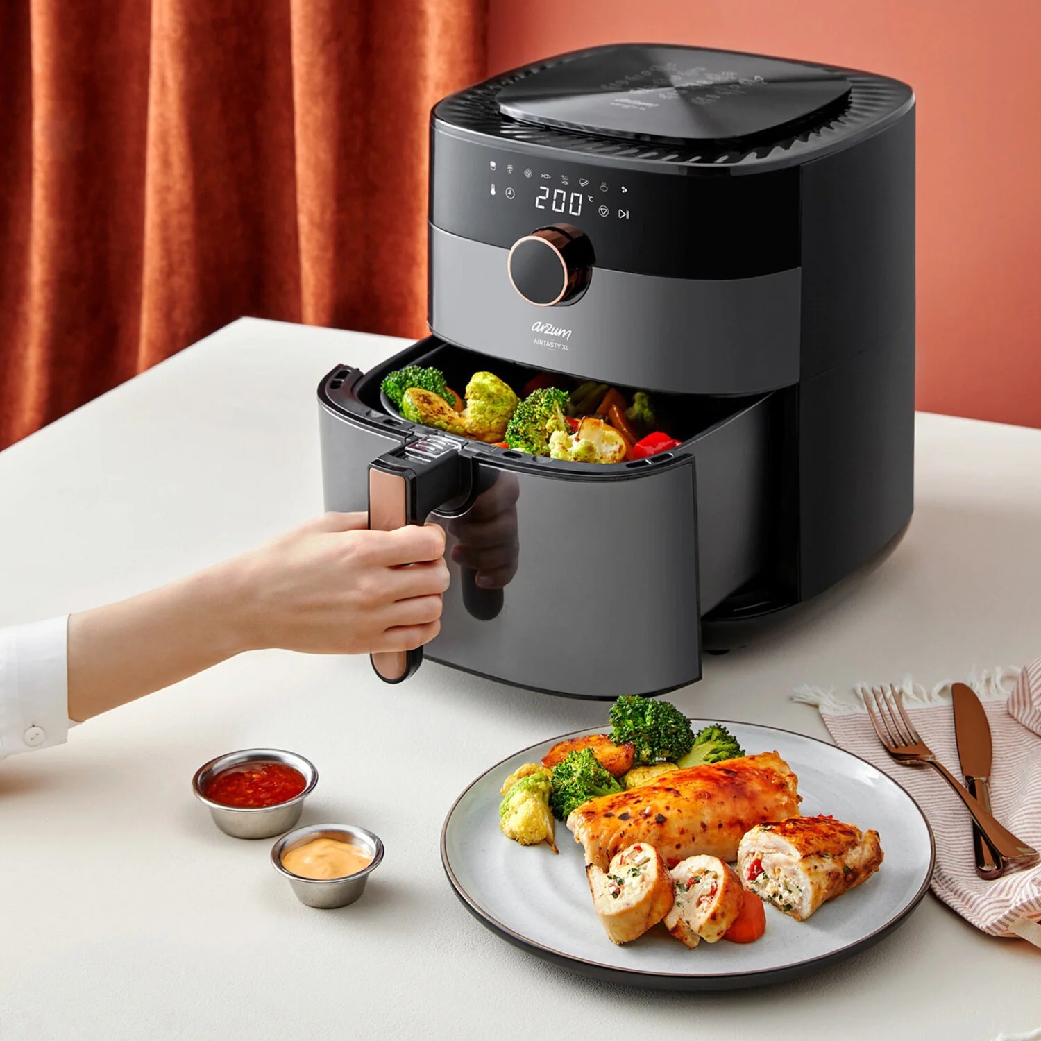 Arzum Xl 6l Hazne Kapasiteli Premium Airfryer Sıcak Hava Fritözü, 8 Otomatik Pişirme Programı, Zaman Ayarlı, 4 Yıl Garantili