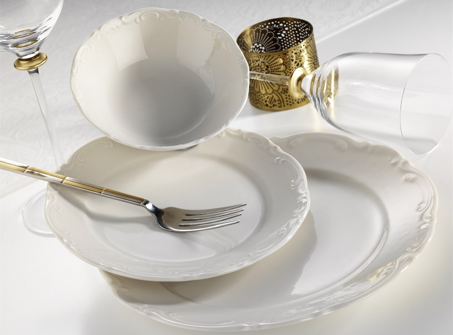 Kütahya Porselen San Marco Krem 24 Parça 6 Kişilik Yemek Takımı