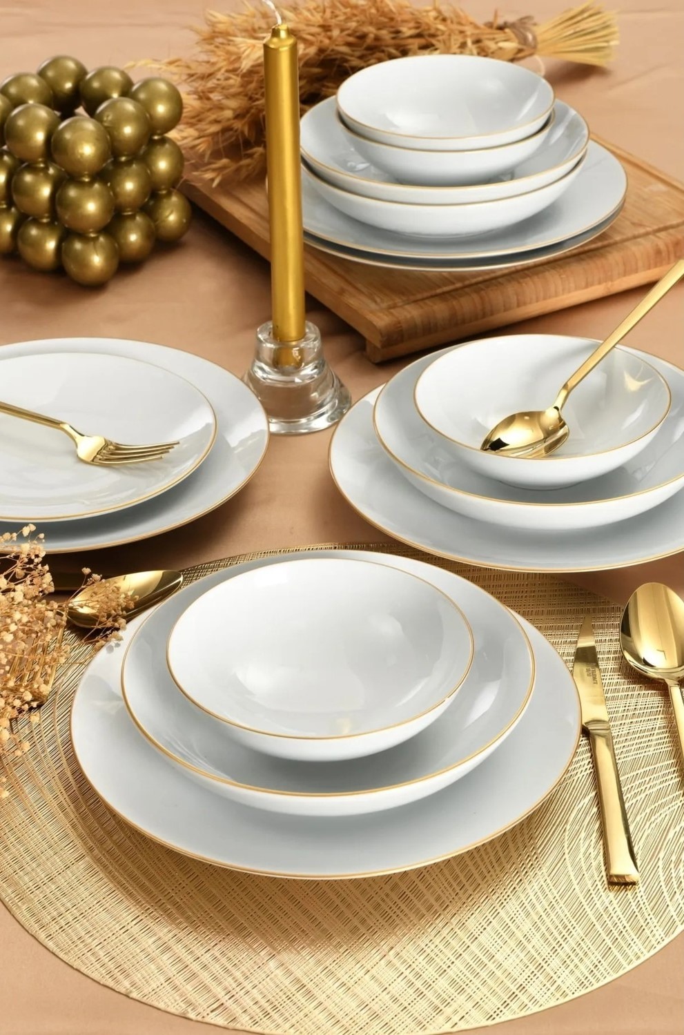 Güral Porselen Atina 24 Parça 6 Kişilik Gold Yemek Takımı