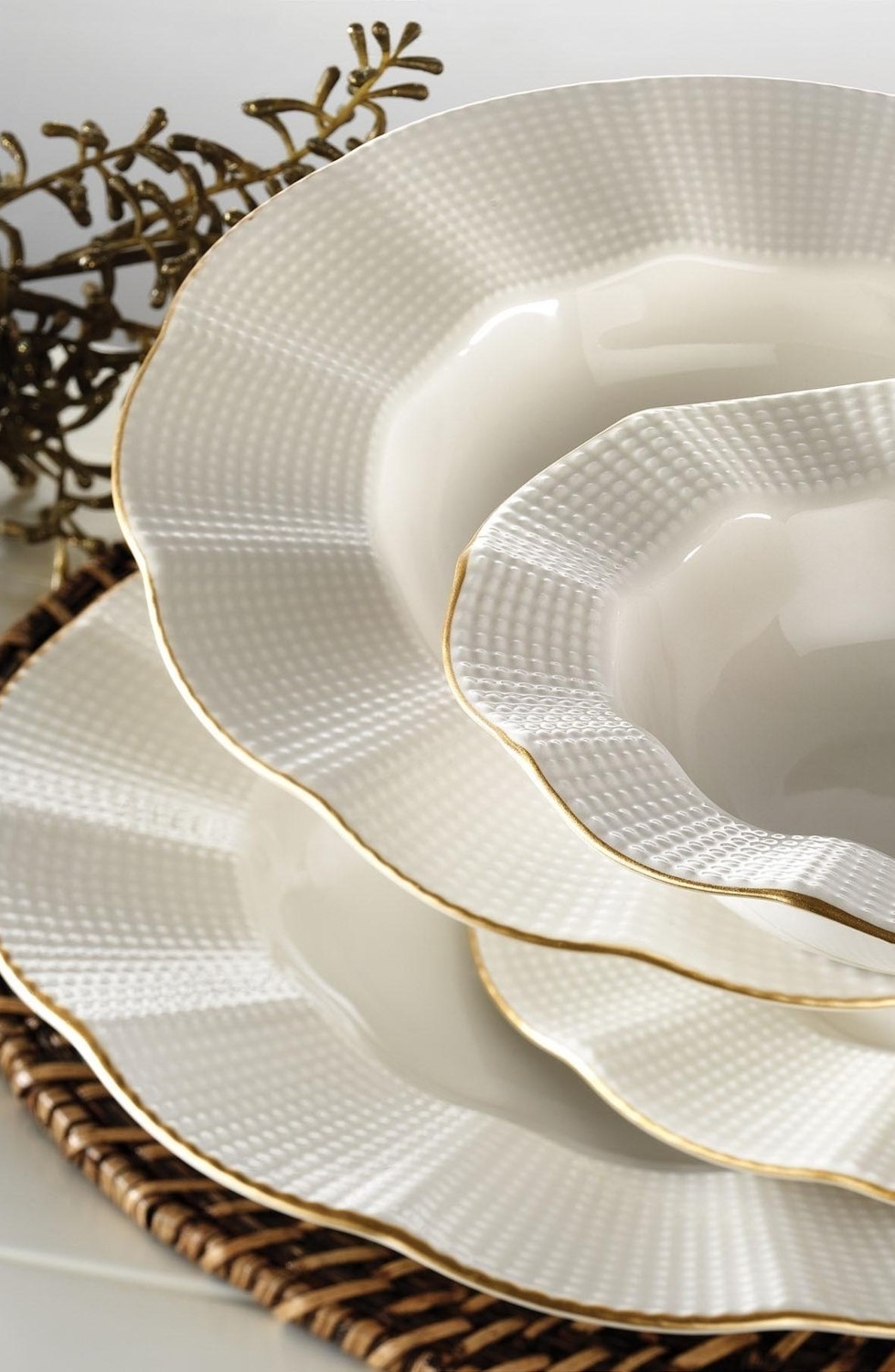 Kütahya Porselen Milena 26 Parça 6 Kişilik Yemek Takımı Altın Fileli