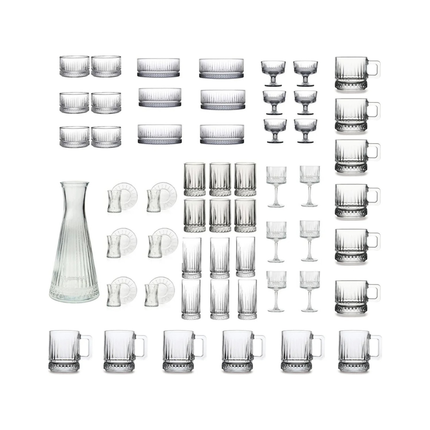 Paşabahçe Elysia 61 Parça Bardak, Sunumluk, Çerezlik , Dondurmalık Full Çeyiz Seti