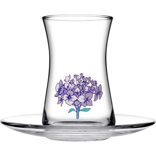 Paşabahçe 95290 Flowery 4lü 8 Parça Gül Desenli Çay Seti