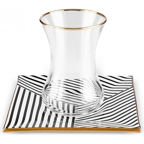 Karaca Black Noir Yeni Kare 12 Parça 6 Kişilik Çay Seti