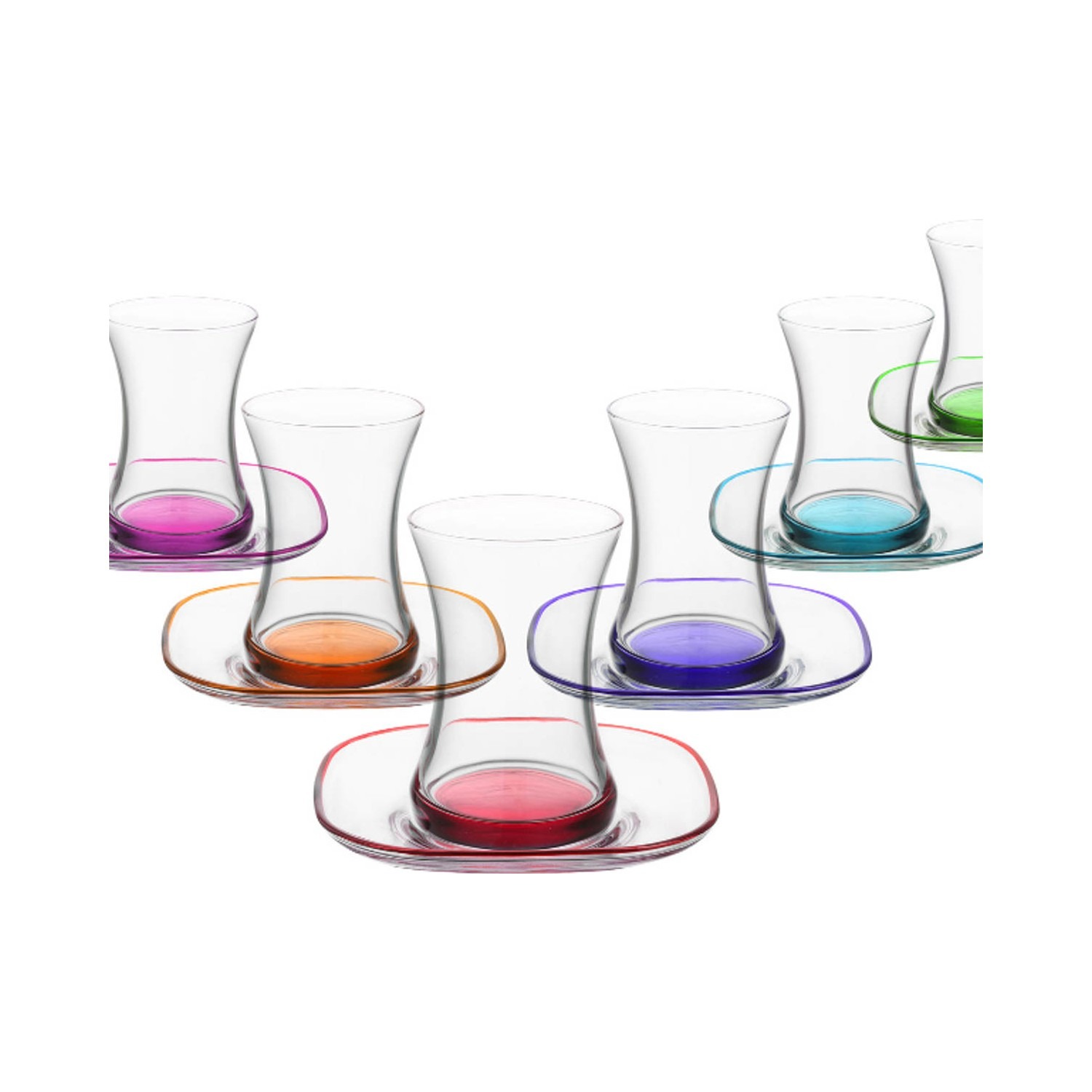 Lav Zen Renkli Çay Seti Çay Takımı - Çay Bardağı Çay Tabağı 12 Prç.