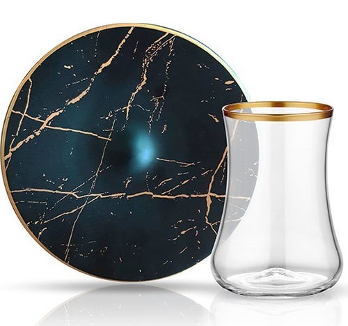 Koleksiyon Dervısh Cay St 6Lı Mermer Sıyah Mat Altın