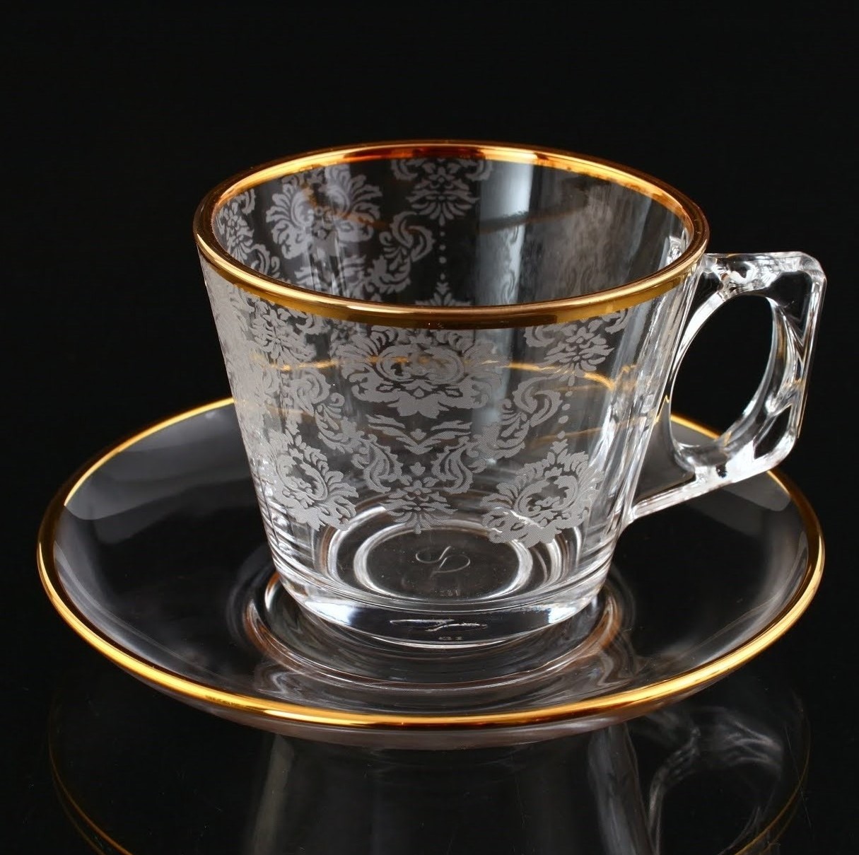 Paşabahçe 97302 Helena Kulplu 6 Kişilik Dekoratıf Çay Fincan Takımı-Altın