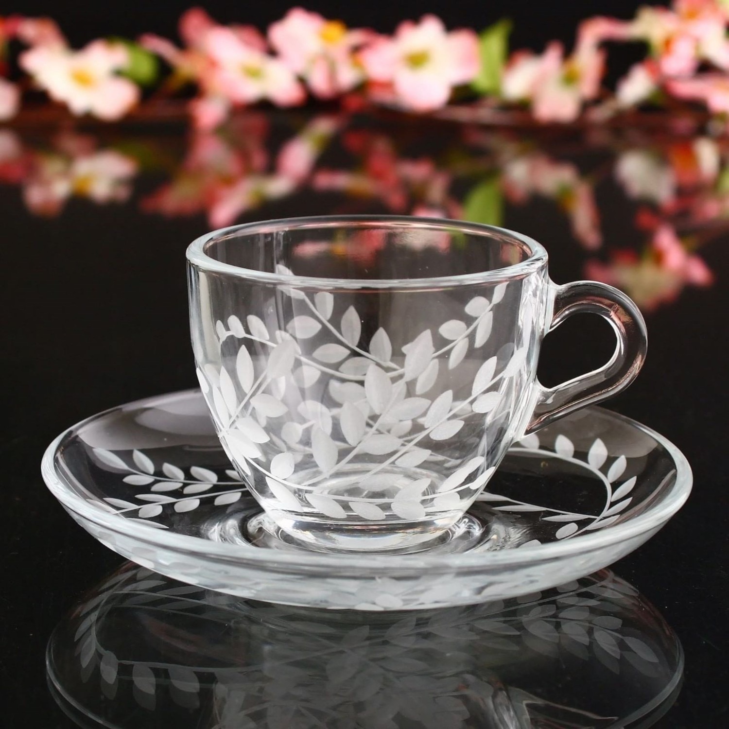 Paşabahçe Sarmaşık Kulplu 6 Kişilik Dekoratif Kahve-Espresso Fincan Takımı