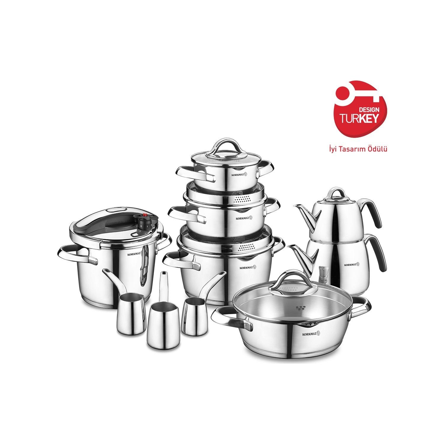 Korkmaz Vertex 17 Parça Siyah Çelik Çeyiz Seti