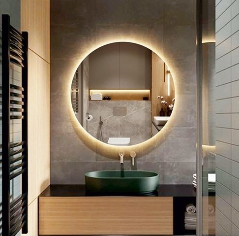 Global Led Mirror 60 cm Yuvarlak Ledli Ayna Banyo Aynası Dekoratif Ayna Boy Ayna Salon Duvar Ayna