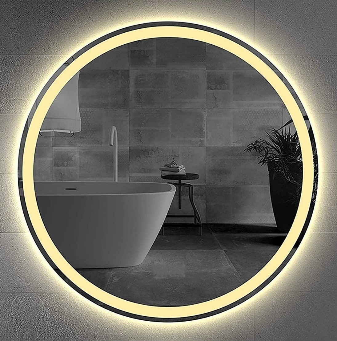 Global Led Mirror 70 cm Kumlamalı Ledli Yuvarlak Ayna Banyo Aynası